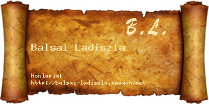 Balsai Ladiszla névjegykártya